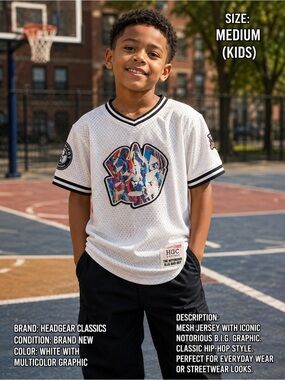 Nostalgia White Mesh Jersey with Multicolor Graphic